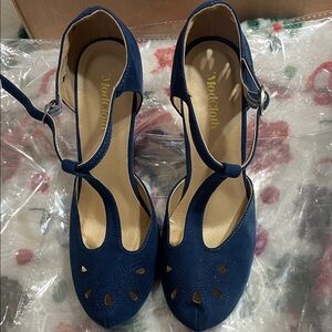 Modcloth Blue Velvet High-Healed Vintage Style Shoes |  Women's